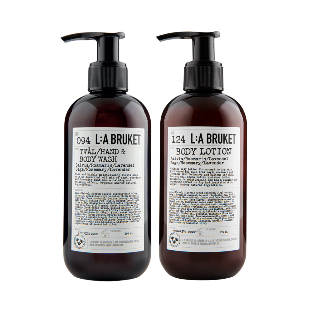 L:A Bruket 208 Duo-Kit Liquid Soap/Body Lotion Sage/Rosemary/Lavender